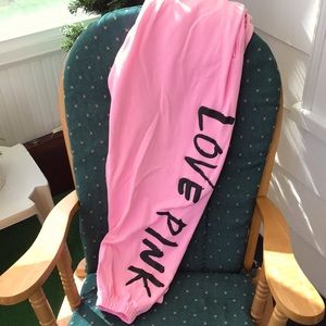 Pink Victoria’s Secret Women’s joggers. Size L
